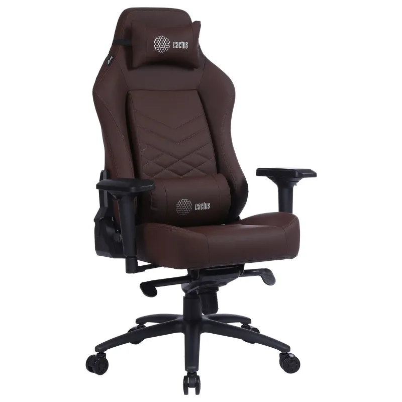 Кресло игровое Cactus CS-CHR-0112BR коричневый эко.кожа с подголов. крестов. сталь главное фото